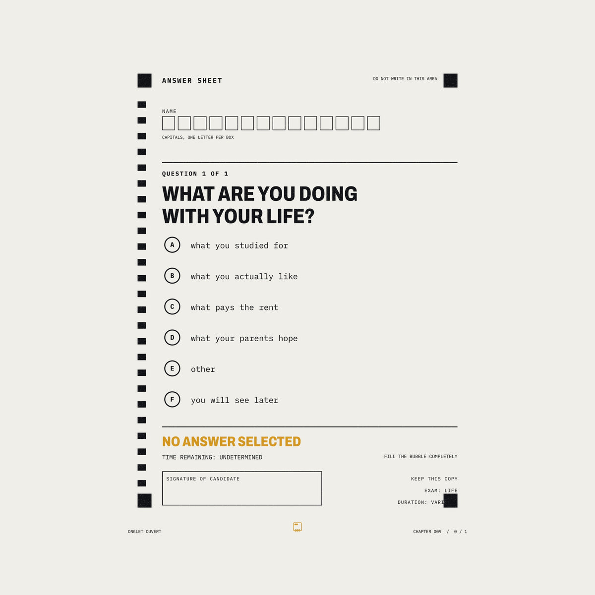 ONGLET OUVERT chapter 009 The Answer Sheet, full artwork