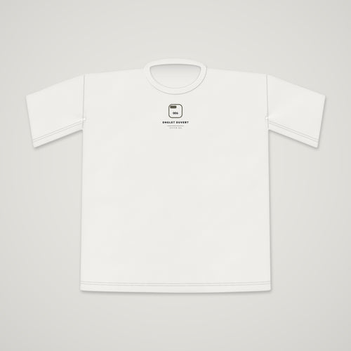 ONGLET OUVERT chapter 006 The Form, t-shirt front with brand seal