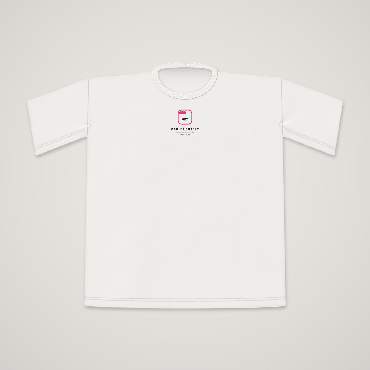 ONGLET OUVERT chapter 007 The Diagram, t-shirt front with brand seal