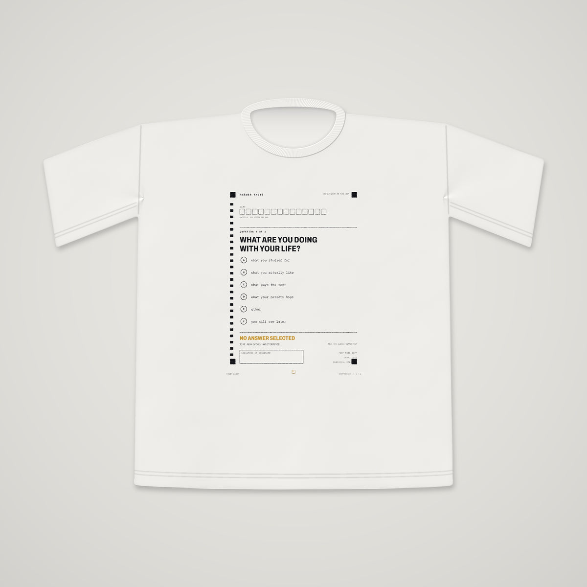 ONGLET OUVERT chapter 009 The Answer Sheet, t-shirt back